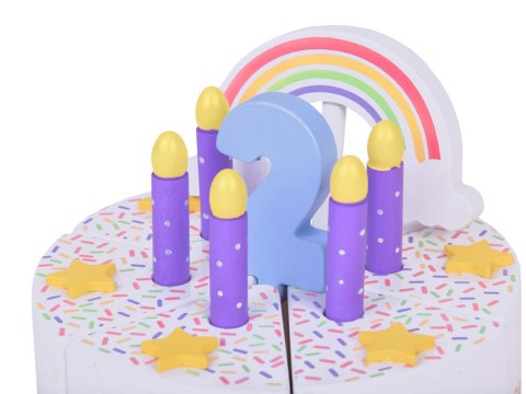 Producent niezdefiniowany Drewniany Kolorowy Tort urodzinowy do krojenia Zabawa w Urodziny ZA5386