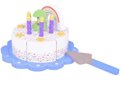 Producent niezdefiniowany Drewniany Kolorowy Tort urodzinowy do krojenia Zabawa w Urodziny ZA5386