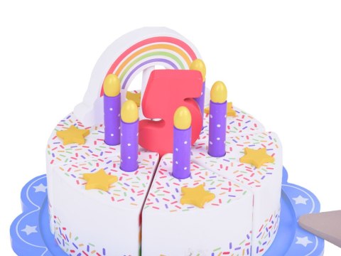 Producent niezdefiniowany Drewniany Kolorowy Tort urodzinowy do krojenia Zabawa w Urodziny ZA5386