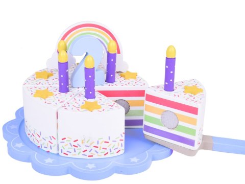 Producent niezdefiniowany Drewniany Kolorowy Tort urodzinowy do krojenia Zabawa w Urodziny ZA5386