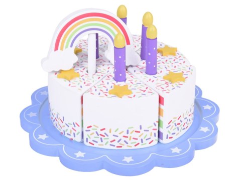 Producent niezdefiniowany Drewniany Kolorowy Tort urodzinowy do krojenia Zabawa w Urodziny ZA5386