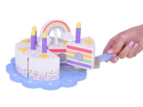 Producent niezdefiniowany Drewniany Kolorowy Tort urodzinowy do krojenia Zabawa w Urodziny ZA5386