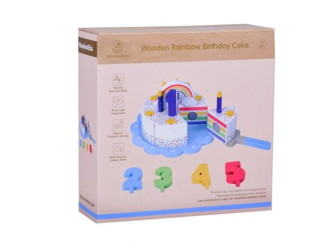 Producent niezdefiniowany Drewniany Kolorowy Tort urodzinowy do krojenia Zabawa w Urodziny ZA5386