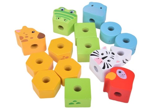 Producent niezdefiniowany Kolorowa Piramidka Drewniana Klocki Zwierzątka Edukacyjne ZA5369