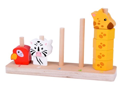 Producent niezdefiniowany Kolorowa Piramidka Drewniana Klocki Zwierzątka Edukacyjne ZA5369