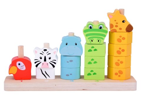 Producent niezdefiniowany Kolorowa Piramidka Drewniana Klocki Zwierzątka Edukacyjne ZA5369