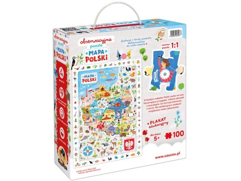 CzuCzu CzuCzu Obserwacyjne puzzle Mapa Polski 100 elementów 5+ plakat ZA5561
