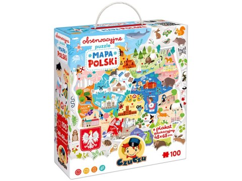 CzuCzu CzuCzu Obserwacyjne puzzle Mapa Polski 100 elementów 5+ plakat ZA5561