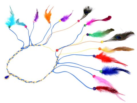 JOKOMISIADA Boho Opaska do włosów z kolorowymi Piórami i Koralikami ZA5581