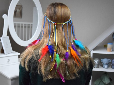 JOKOMISIADA Boho Opaska do włosów z kolorowymi Piórami i Koralikami ZA5581