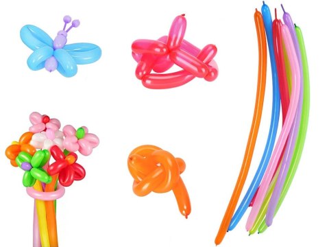 JOKOMISIADA Długie Kolorowe Balony do modelowania dekoracji zabawy 100szt ZA5565