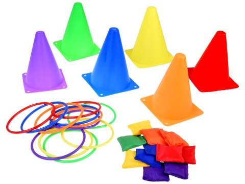 JOKOMISIADA Gra Zręcznościowa Ruchowa Pachołki Obręcze Woreczki dla Dzieci SP0823