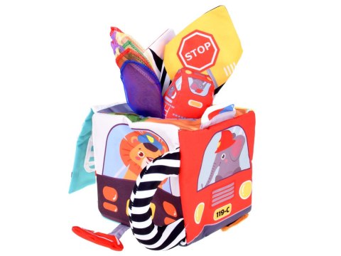 JOKOMISIADA Miękka Kostka Sensoryczna Pojazdy pudełko z chusteczkami montessori ZA5587