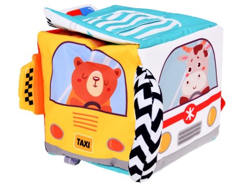 JOKOMISIADA Miękka Kostka Sensoryczna Pojazdy pudełko z chusteczkami montessori ZA5587