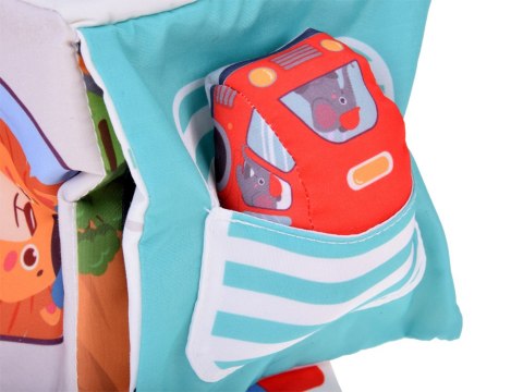 JOKOMISIADA Miękka Kostka Sensoryczna Pojazdy pudełko z chusteczkami montessori ZA5587