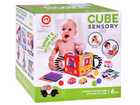 JOKOMISIADA Miękka Kostka Sensoryczna Pojazdy pudełko z chusteczkami montessori ZA5587