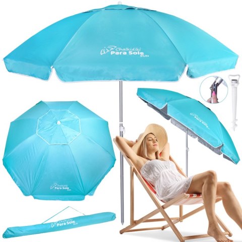 JOKOMISIADA Parasol Plażowy Ogrodowy Chalkidiki Para SoleSun UPF50 240cm ŁAMANY SP0810