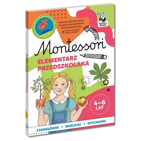 Kapitan Nauka Elementarz przedszkolaka 4-6 lat. Montessori łamigłowki wycinanki KS1017