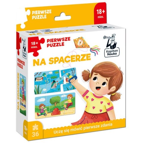 Kapitan Nauka Kapitan Nauka Pierwsze puzzle edukacyjne Na spacerze 14 układanek + książeczka KS1020