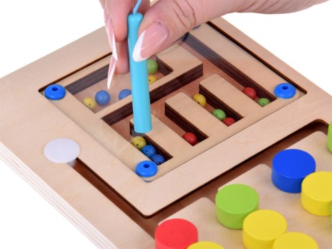 Producent niezdefiniowany Układanka edukacyjna z kulkami drewniana zabawka Montessori ZA5579