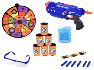 JOKOMISIADA Pistolet Shotgun 2w1 + Naboje piankowe żelowe Tarcza Okulary Puszki ZA5564