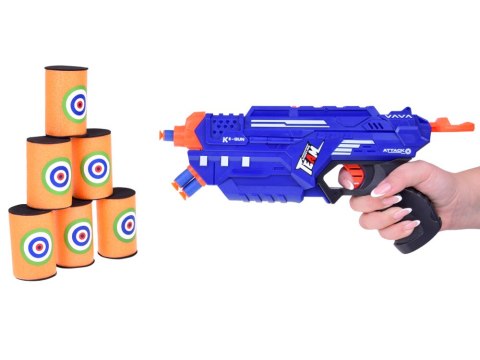 JOKOMISIADA Pistolet Shotgun 2w1 + Naboje piankowe żelowe Tarcza Okulary Puszki ZA5564