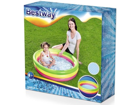 Bestway Bestway tęczowy basen dmuchany brodzik basenik 102cm miękkie dno 51104