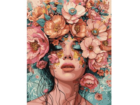 Ideyka Zestaw do malowania po numerach Dziewczyna w kwiatach KHO8440 40x50 AP0045