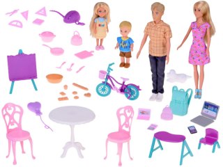 JOKOMISIADA Anlily Duży zestaw RODZINA LALEK Kuchnia i mebelki + szkoła i praca ZA5699