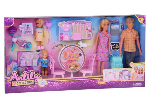JOKOMISIADA Anlily Duży zestaw RODZINA LALEK Kuchnia i mebelki + szkoła i praca ZA5699