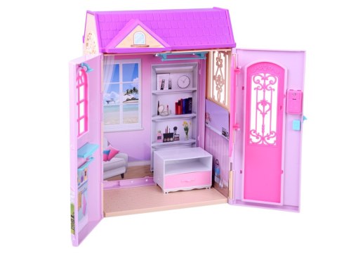 JOKOMISIADA Rozkładany domek dla lalki walizka mebelki + lalka Anlily ZA5694