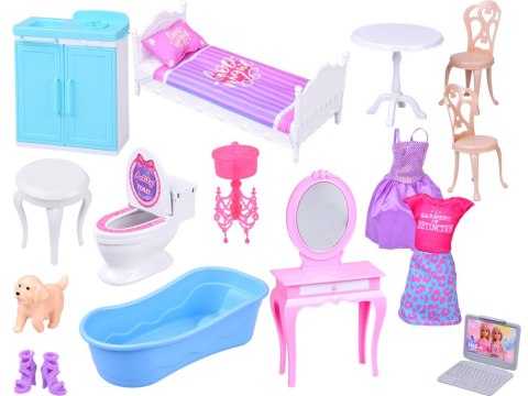 JOKOMISIADA Rozkładany domek dla lalki walizka mebelki + lalka Anlily ZA5694