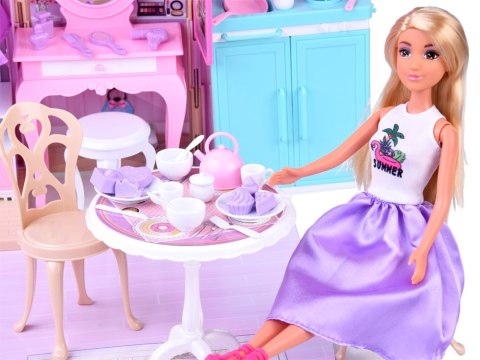 JOKOMISIADA Rozkładany domek dla lalki walizka mebelki + lalka Anlily ZA5694