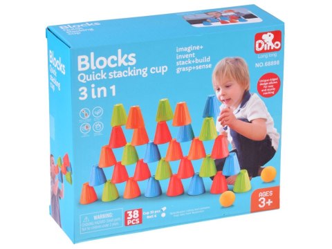 JOKOMISIADA Gra zręcznościowa SZYBKIE KUBKI Trójkątne klocki + piłki 38-ele ZA5811