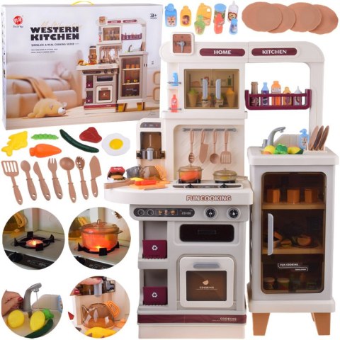 JOKOMISIADA Interaktywna beżowa kuchnia dla dzieci + efekty: światło dźwięk para ZA5766