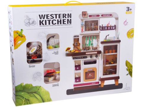 JOKOMISIADA Interaktywna brązowa kuchnia dla dzieci+efekty: światło dźwięk para ZA5765