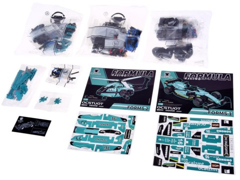 JOKOMISIADA Klocki techniczne 2w1 Bolid Formuła 1 helikopter 736ele naklejki ZA5730