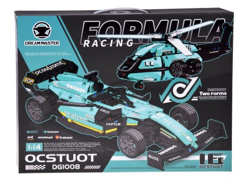 JOKOMISIADA Klocki techniczne 2w1 Bolid Formuła 1 helikopter 736ele naklejki ZA5730