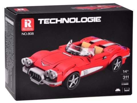 JOKOMISIADA Klocki techniczne Retro auto CZERWONY KABRIOLET z lat 50. 311-ele ZA5790