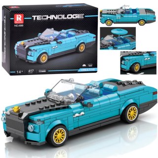 JOKOMISIADA Klocki techniczne Retro auto NIEBIESKI KABRIOLET złote felgi 417-ele ZA5788