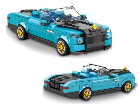 JOKOMISIADA Klocki techniczne Retro auto NIEBIESKI KABRIOLET złote felgi 417-ele ZA5788