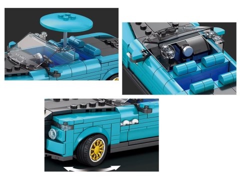 JOKOMISIADA Klocki techniczne Retro auto NIEBIESKI KABRIOLET złote felgi 417-ele ZA5788