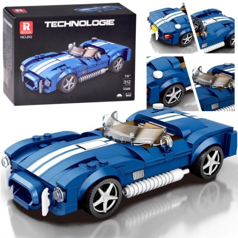 JOKOMISIADA Klocki techniczne Sportowe auto NIEBIESKI klasyczny roadster 312-ele ZA5792