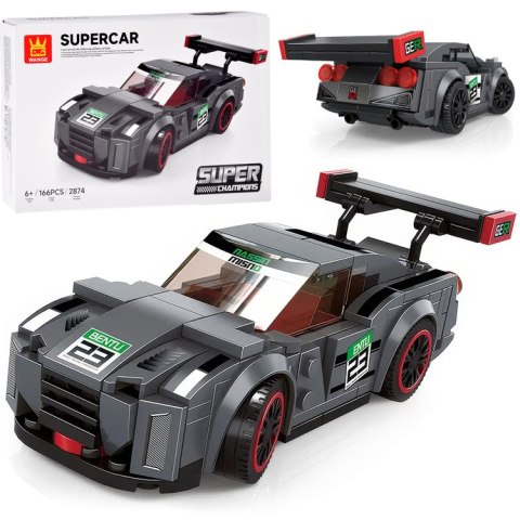 JOKOMISIADA Klocki techniczne Sportowe auto SZARE 166-elementów + naklejki ZA5743