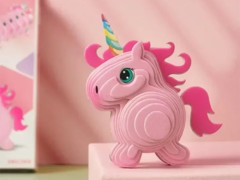 JOKOMISIADA Puzzle 3D Kartonowy Model - Różowy Jednorożec DIY Zrób to sam ZA5809