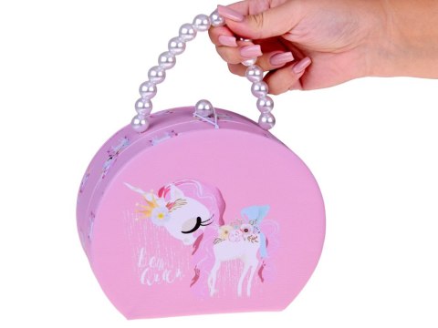 JOKOMISIADA Urocza szkatułka na biżuterię eko-skóra lusterko + ozdoby do włosów ZA5737