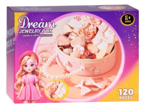 JOKOMISIADA Urocza szkatułka na biżuterię eko-skóra lusterko + ozdoby do włosów ZA5737