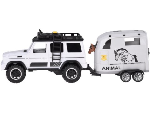 JOKOMISIADA Auto terenowe z otwieraną przyczepą bukmanką + KOŃ Światło i dźwięk ZA5912