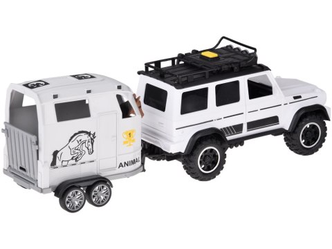 JOKOMISIADA Auto terenowe z otwieraną przyczepą bukmanką + KOŃ Światło i dźwięk ZA5912