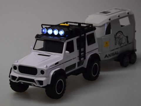 JOKOMISIADA Auto terenowe z otwieraną przyczepą bukmanką + KOŃ Światło i dźwięk ZA5912